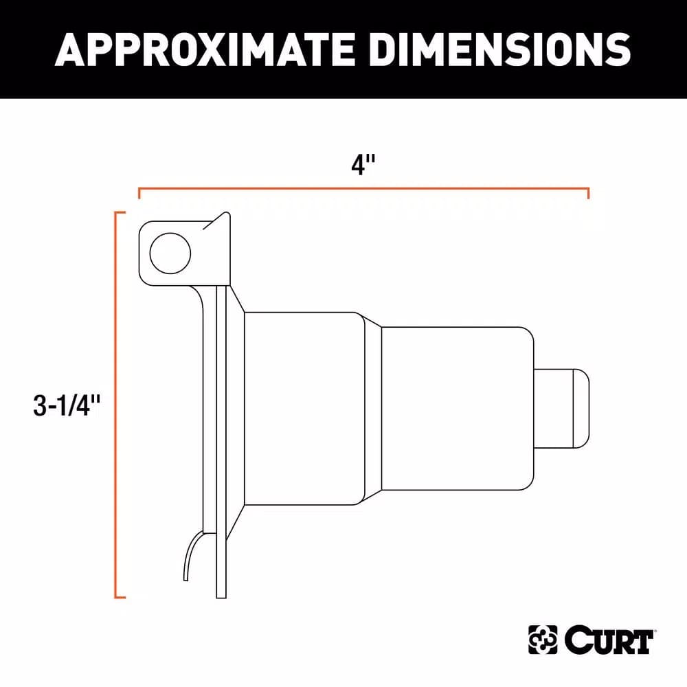 CURT 7-Way Round RV Blade Connector Socket, Vehicle Side, Diecast Metal