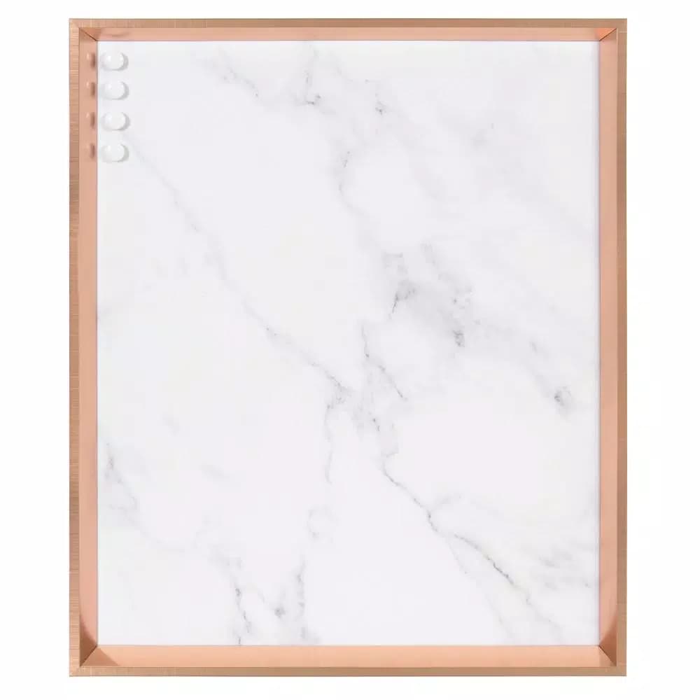 Kate and Laurel Calter Rose Gold Marble Magnetic Memo Board - Large Wall Organizer for Home or Office