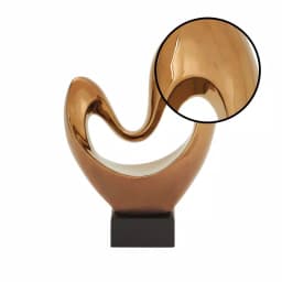 LITTON LANE Modern Reflections Abstract Heart Ceramic Sculpture - Polished Copper Finish Porcelain thumbnail 3