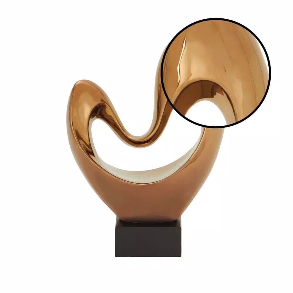 LITTON LANE Modern Reflections Abstract Heart Ceramic Sculpture - Polished Copper Finish Porcelain