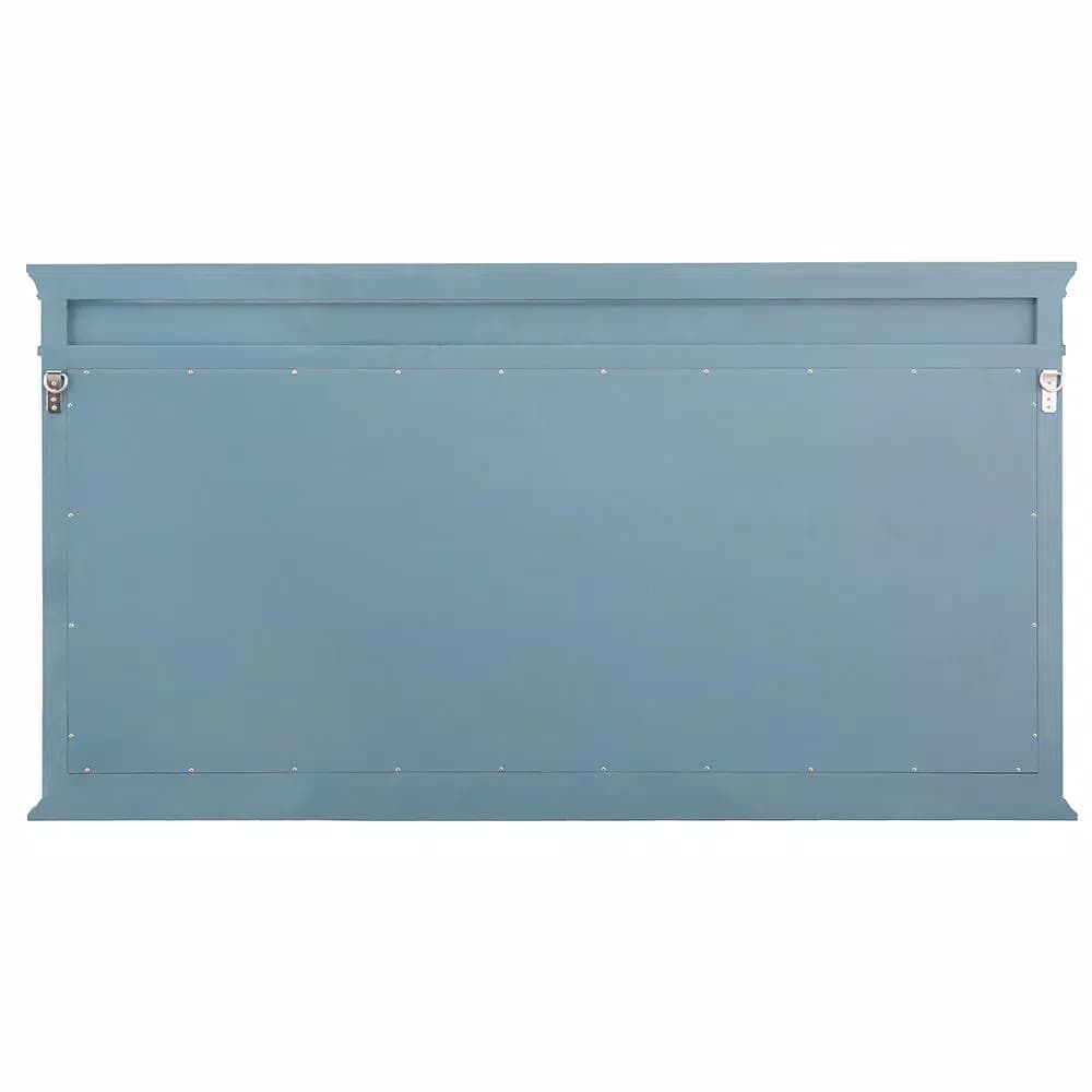 Home Decorators Collection Cailla 60 in. W x 32 in. H Rectangular Framed Bathroom Vanity Mirror - Distressed Blue Fog