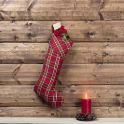 VHC Brands 20 in. Galway Barn Red Plaid Cotton Christmas Stocking thumbnail 2