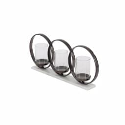 LITTON LANE Modern 3-Light Candle Holder with Black Aluminum and White Marble Base thumbnail 2