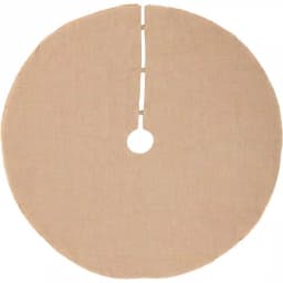 VHC Brands 55 in. Jute Burlap Poinsettia Holiday Tree Skirt - Natural Tan with Holly Berries thumbnail 2