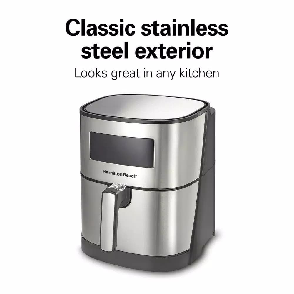 Hamilton Beach 5.3 Qt. Digital Air Fryer, 1700W Stainless Steel with 8 Presets