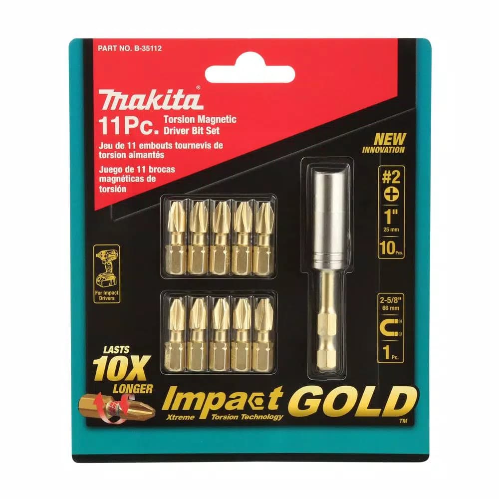 Makita Impact GOLD Torsion Magnetic Steel Insert Bit Set, 11-Piece