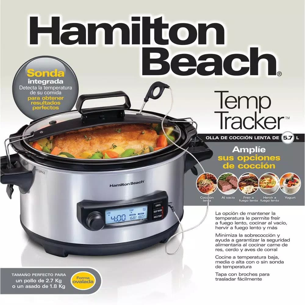 Hamilton Beach 6 Qt. Stainless Steel Slow Cooker with Advanced Temp Tracker