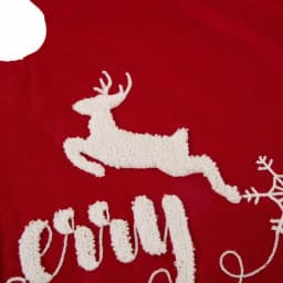 Glitzhome 48 in. Merry Christmas Fabric Tree Skirt with Reindeer and Snowflake Pattern thumbnail 3
