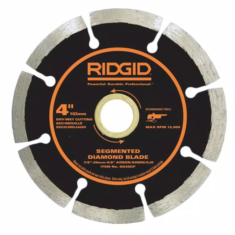 RIDGID 4 in. Segmented Diamond Blade for Concrete, Brick, and Masonry