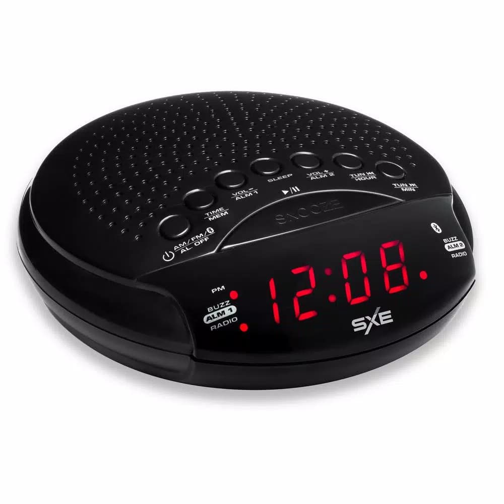 SXE Bluetooth Speaker Alarm Clock Radio with LED Digital Display and AM/FM Radio