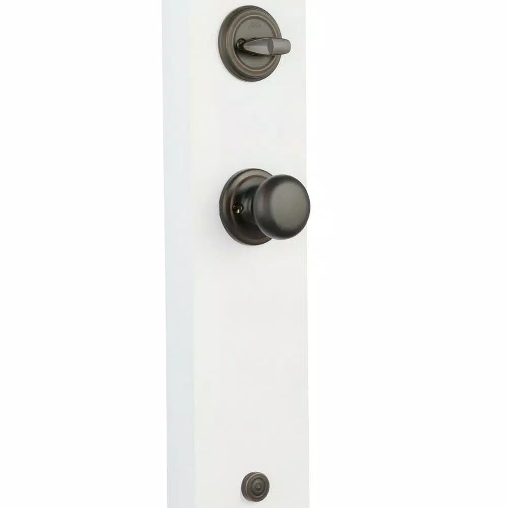 Kwikset Hawthorne Venetian Bronze Single Cylinder Handleset with Juno Knob and SmartKey Security