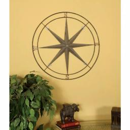 Unbranded Compass Metal Wall Art - Gunmetal Silver and Distressed Copper Decor thumbnail 1