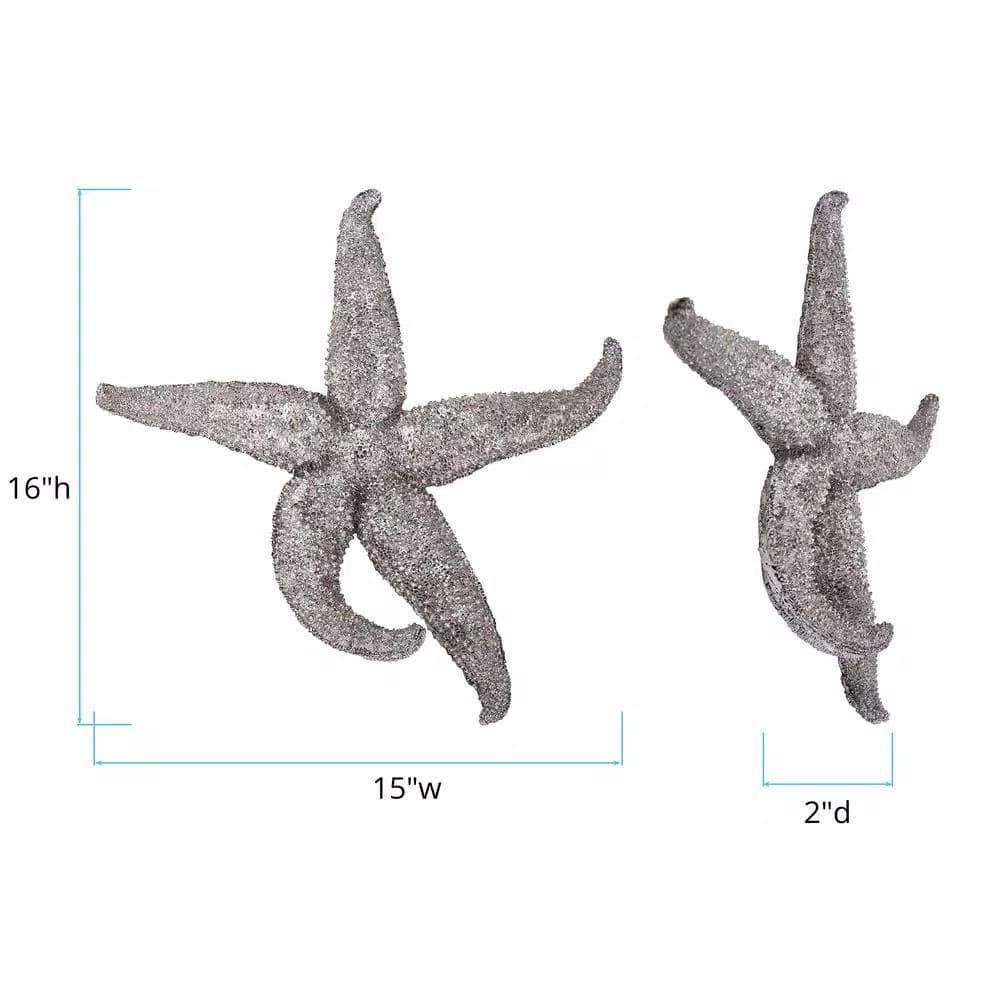 Unbranded Medium Starfish Wall Sculpture - Coastal Silver Pewter Resin Decor