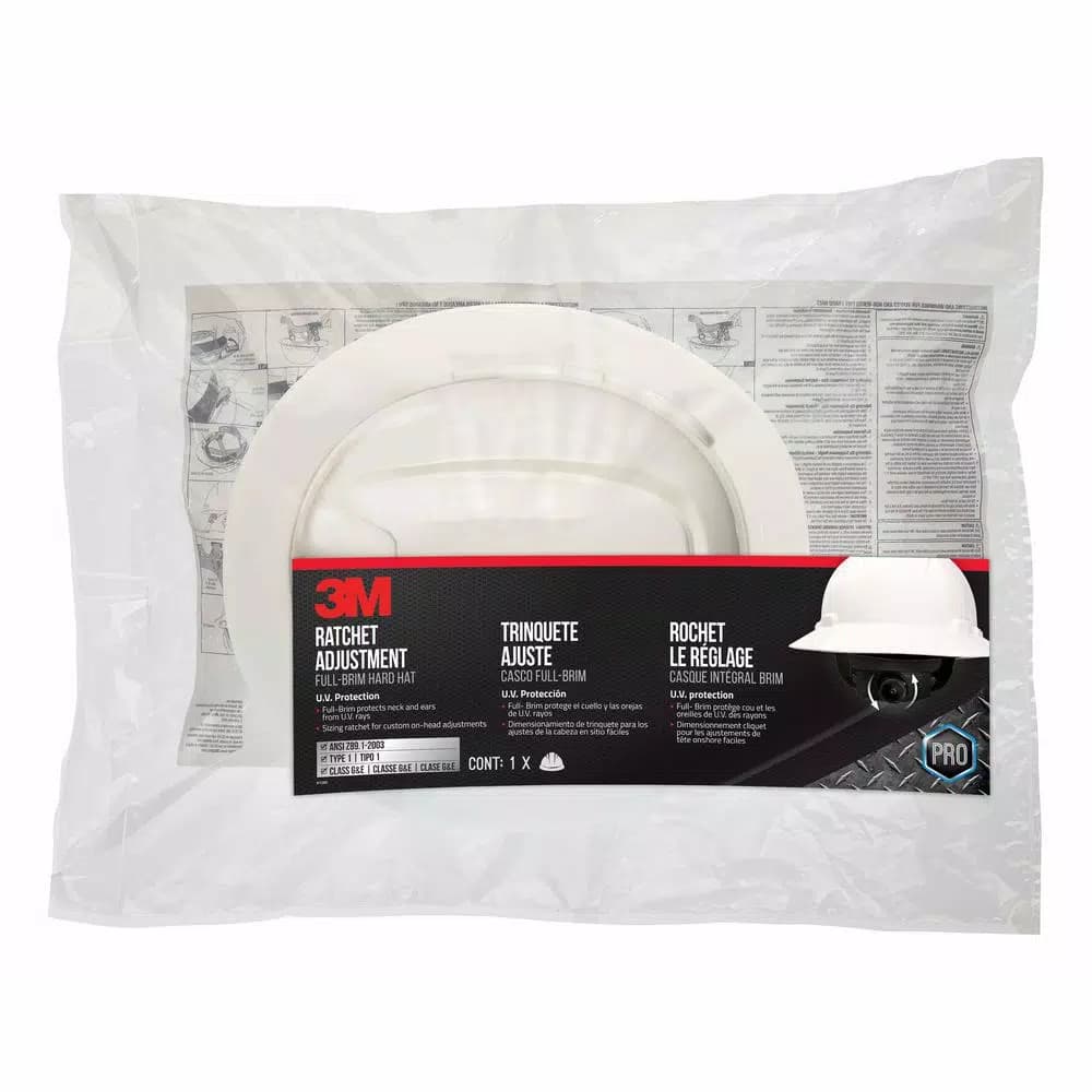 3M White Full-Brim Non-Vented Hard Hat with 4-Point Ratchet Adjustment