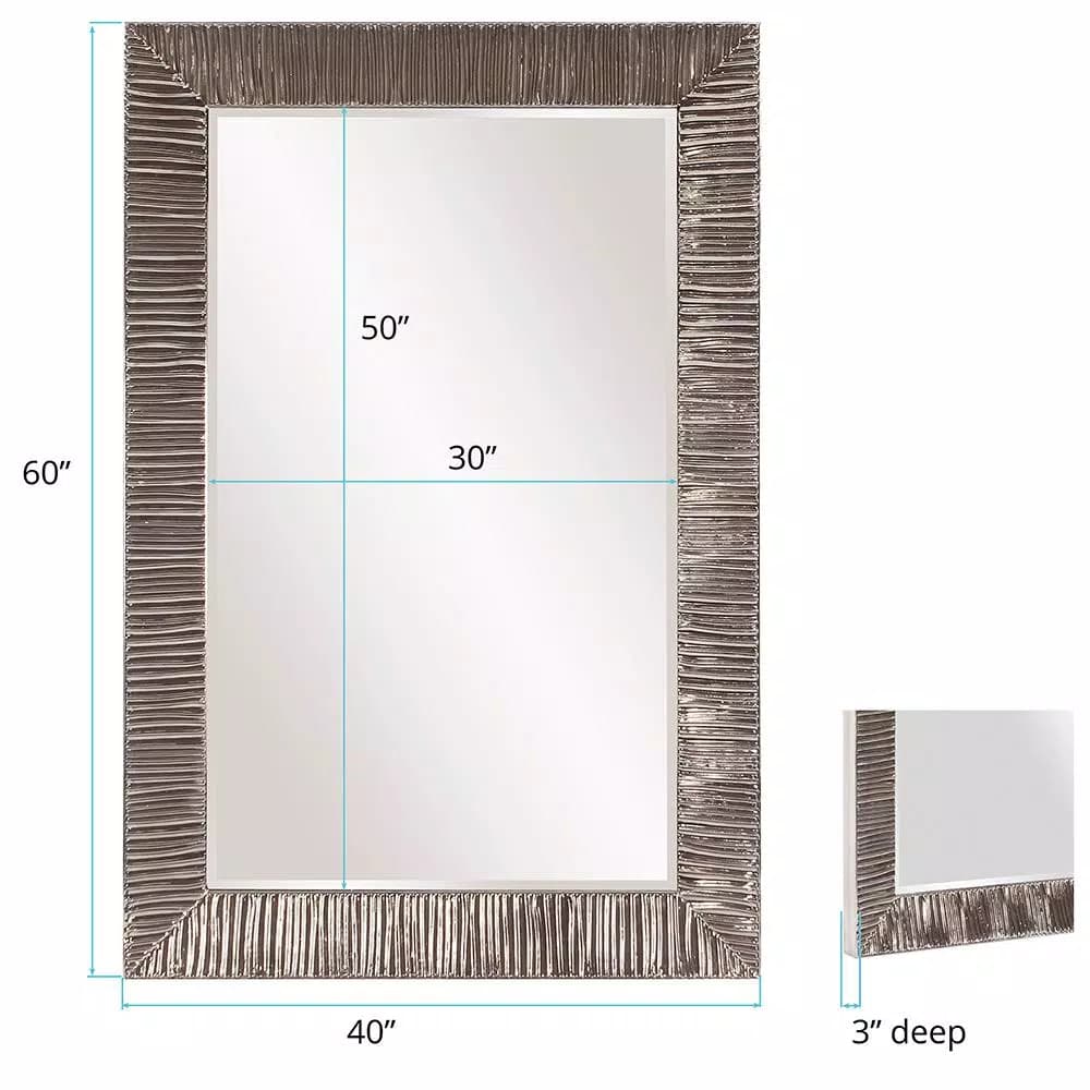 Unbranded Howard Elliott Tennessee Large Rectangle Modern Accent Mirror, Bright Nickel (60 x 40 in.)