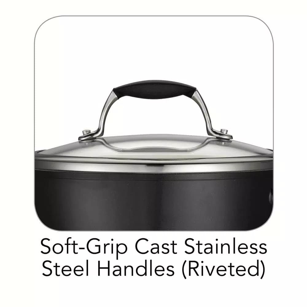 Tramontina Gourmet Ceramica Deluxe 3 Qt. Aluminum Ceramic Nonstick Sauce Pan with Glass Lid, Metallic Black