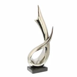 LITTON LANE Modern Reflections 17 in. Silver Porcelain Abstract Loop Sculpture with Black Base thumbnail 2