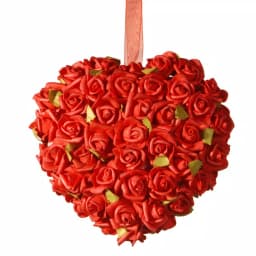 National Tree Company 7 in. Red Rose Heart Fabric Flower Wreath Decoration thumbnail 1