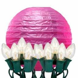 LUMABASE 10 in. 10-Light Fuchsia Paper Lantern String Lights, 30 ft. Warm Incandescent thumbnail 1
