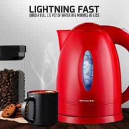 Ovente KP72R 1.7L Electric Kettle, 1100W Fast Boiling Water Kettle with Auto Shut-Off, Red thumbnail 7