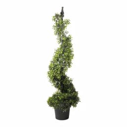 Northlight 46.5 in. Artificial 2-Tone Boxwood Spiral Topiary Tree in Weighted Pot thumbnail 1