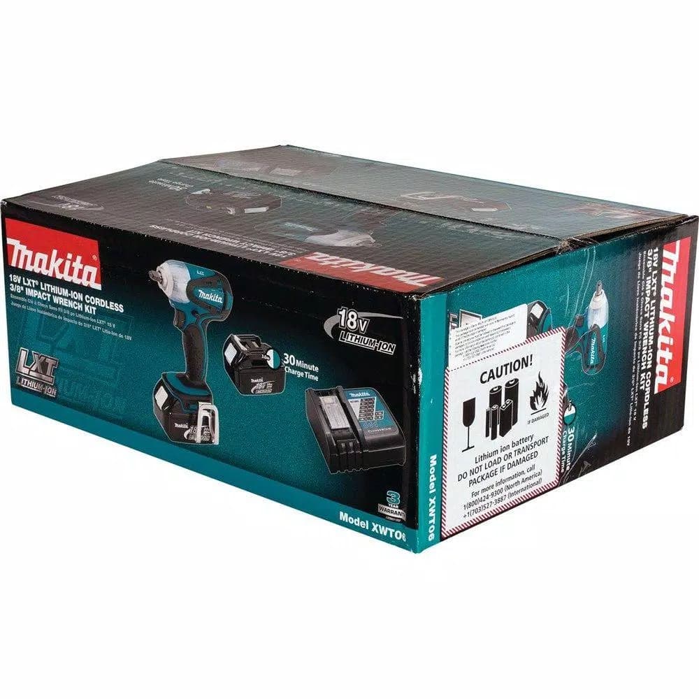Makita 18V LXT Cordless 3/8 in. Square Drive Impact Wrench Kit with (2) 3.0Ah Batteries, Charger, and Bag