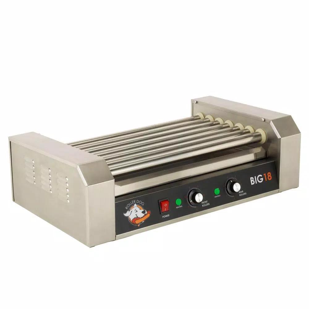Funtime 187 sq. in. Stainless Steel Hot Dog Roller Grill, Dual Temperature Control