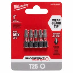 Milwaukee SHOCKWAVE Torx T25 1 in. Impact Duty Steel Screwdriver Bits, 5-Pack thumbnail 2