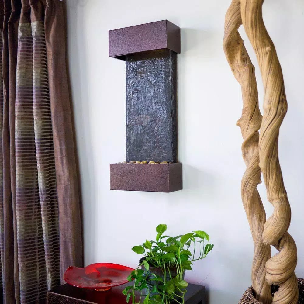 Water Wonders Small Nojoqui Falls Wall Fountain - Genuine Indian Rajah Slate with LED Lighting