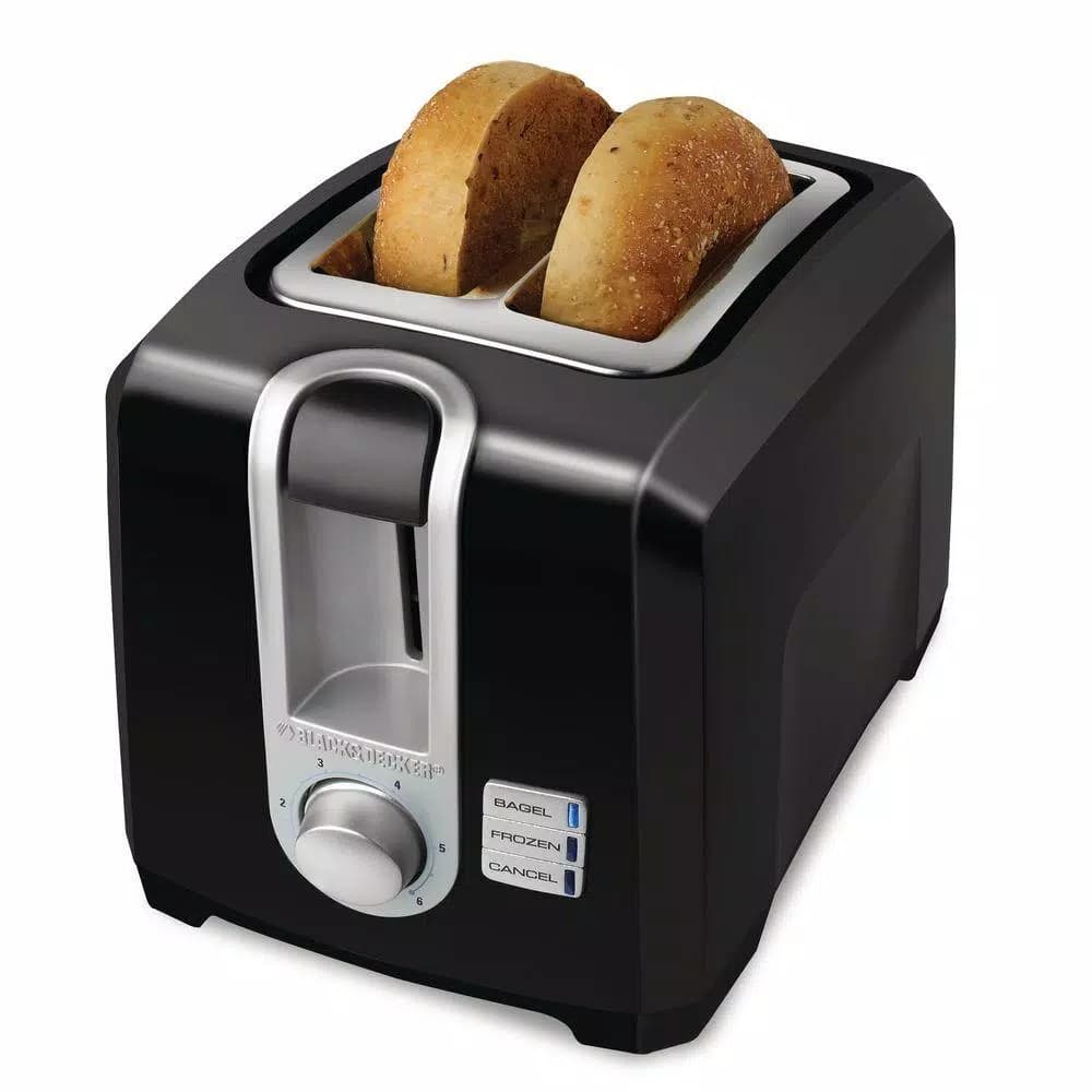 BLACK+DECKER 2-Slice Black Toaster with Extra-Wide Slots and 850-Watt Power