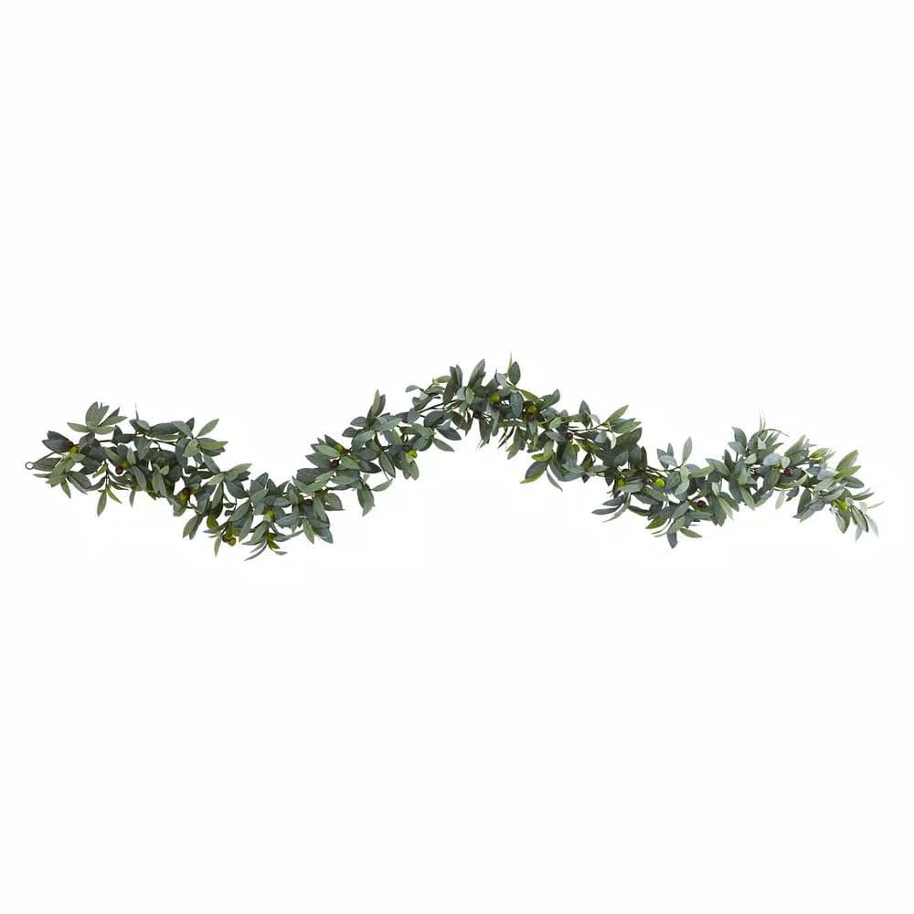 Nearly Natural 6.5 ft. Artificial Olive Garland, Rich Green Foliage with Faux Olives