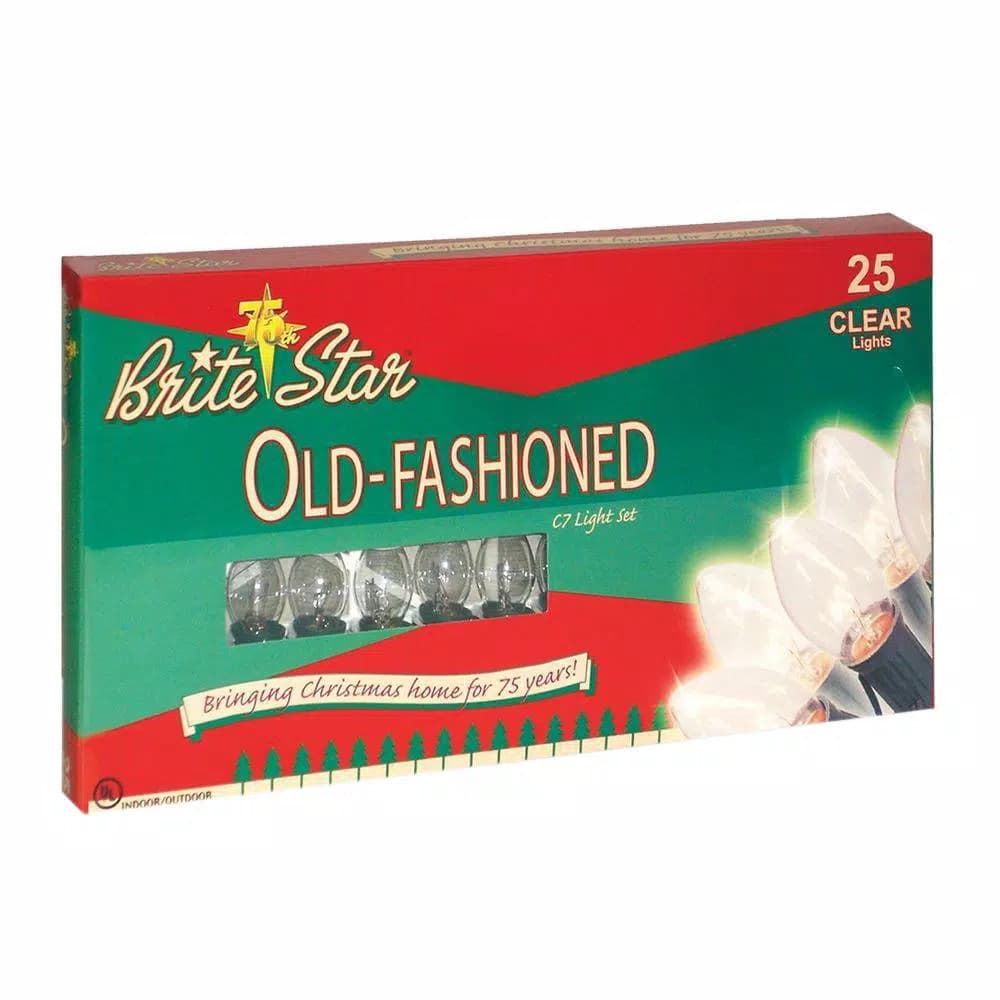 Brite Star 25-Light Clear Old Fashioned C7 Incandescent String Lights, Set of 2