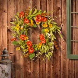 National Tree Company 22 in. Spring Flower Wreath - Assorted Yellow, Pink, and White Mixed Blooms thumbnail 4