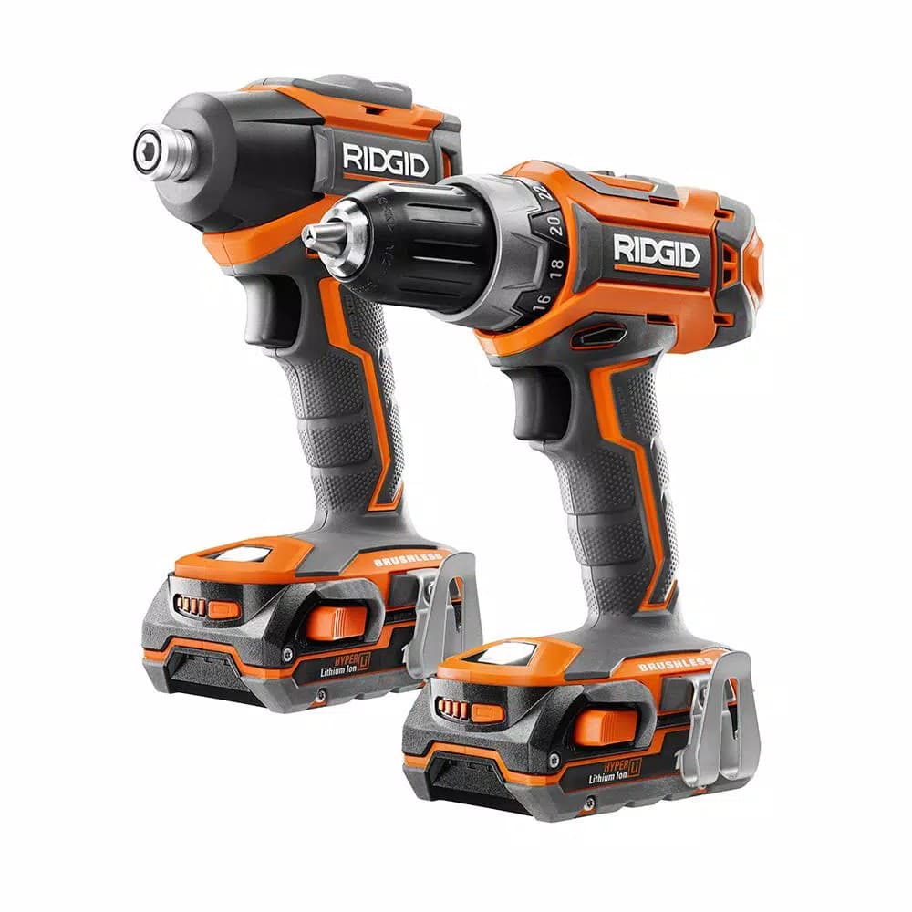 RIDGID 18V Brushless Cordless Drill/Driver and Impact Driver Combo Kit with (2) 1.5 Ah Batteries and Charger