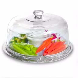 Gibson Home Great Foundations 12-in Clear Glass Cake Stand with Pedestal and Dome Lid thumbnail 7