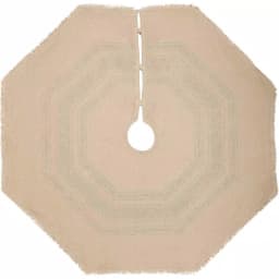 VHC Brands 48 in. Green Vintage Burlap Stripe Farmhouse Christmas Tree Skirt thumbnail 2
