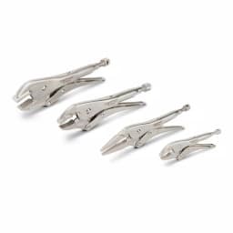 TEKTON 4-Piece Locking Pliers Set - Straight, Curved, and Long Nose Jaws thumbnail 1
