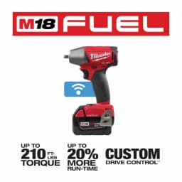 Milwaukee M18 FUEL ONE-KEY 3/8 in. Compact Impact Wrench Kit w/ (2) 5.0 Ah Batteries & Charger thumbnail 3
