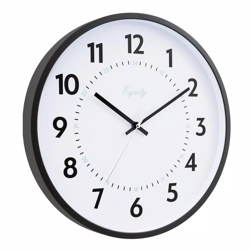 Equity by La Crosse 14 in. Commercial Black Analog Wall Clock with Quartz Movement