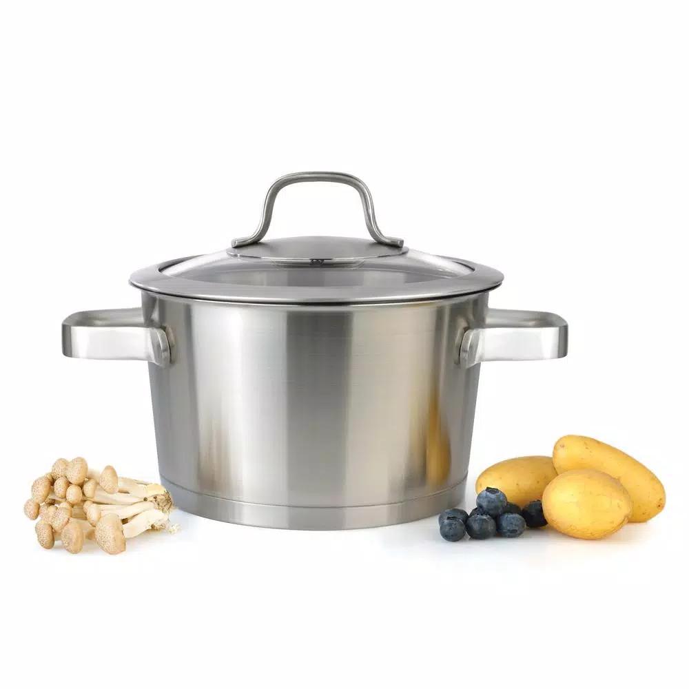 BergHOFF Essentials Manhattan 2.5 qt. 18/10 Stainless Steel Casserole Dish with Glass Lid