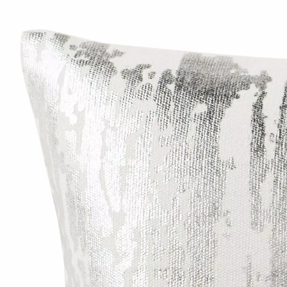 Safavieh Metallic Splatter White Striped 20 x 20 in. Throw Pillow with Down Alternative Fill