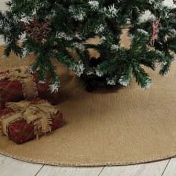 VHC Brands Nowell Farmhouse 48 in. Natural Burlap Christmas Tree Skirt with Silver Metallic Whipstitching thumbnail 3