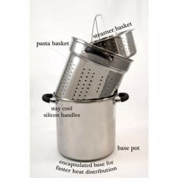 ExcelSteel 8 Qt. Stainless Steel Multi-Cooker Stock Pot Set with Steamer Insert and Silicone Handles thumbnail 2