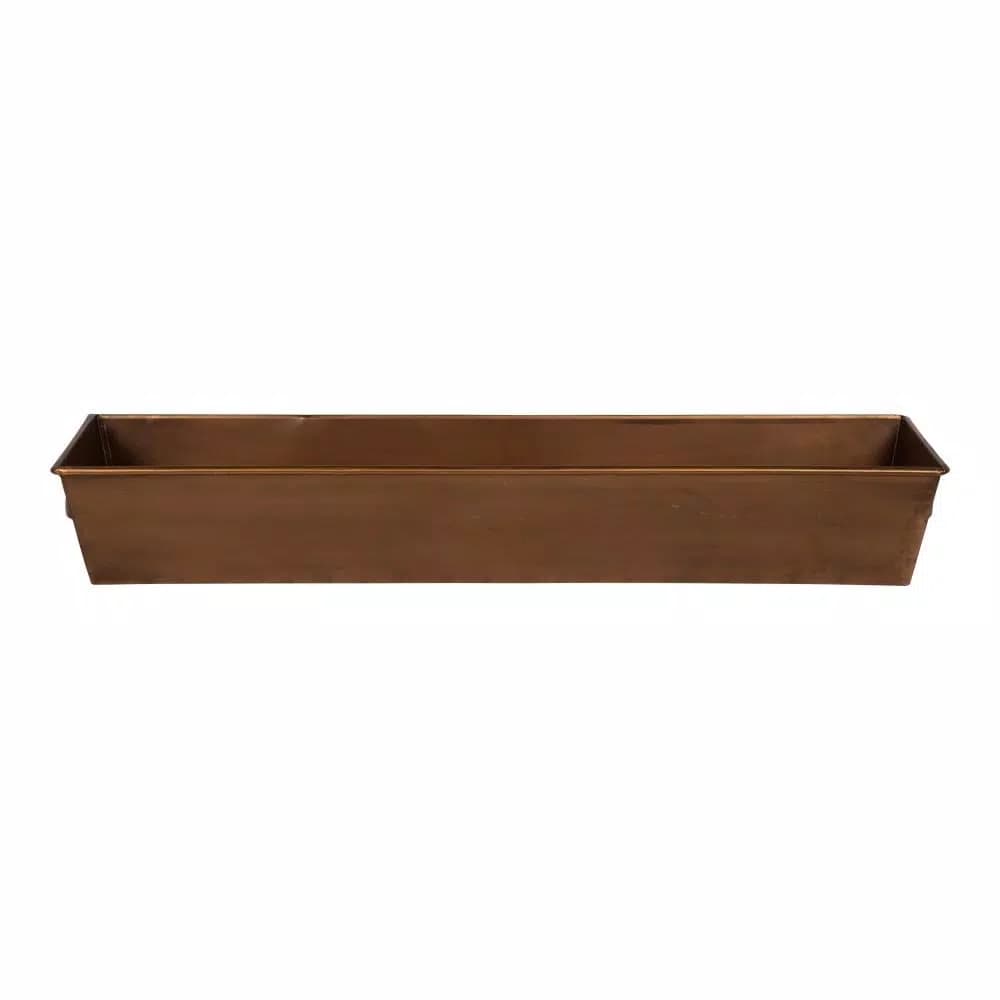 Kate and Laurel Forgeham Bronze Decorative Trough Tray - Antique Copper Metal Rectangle Organizer