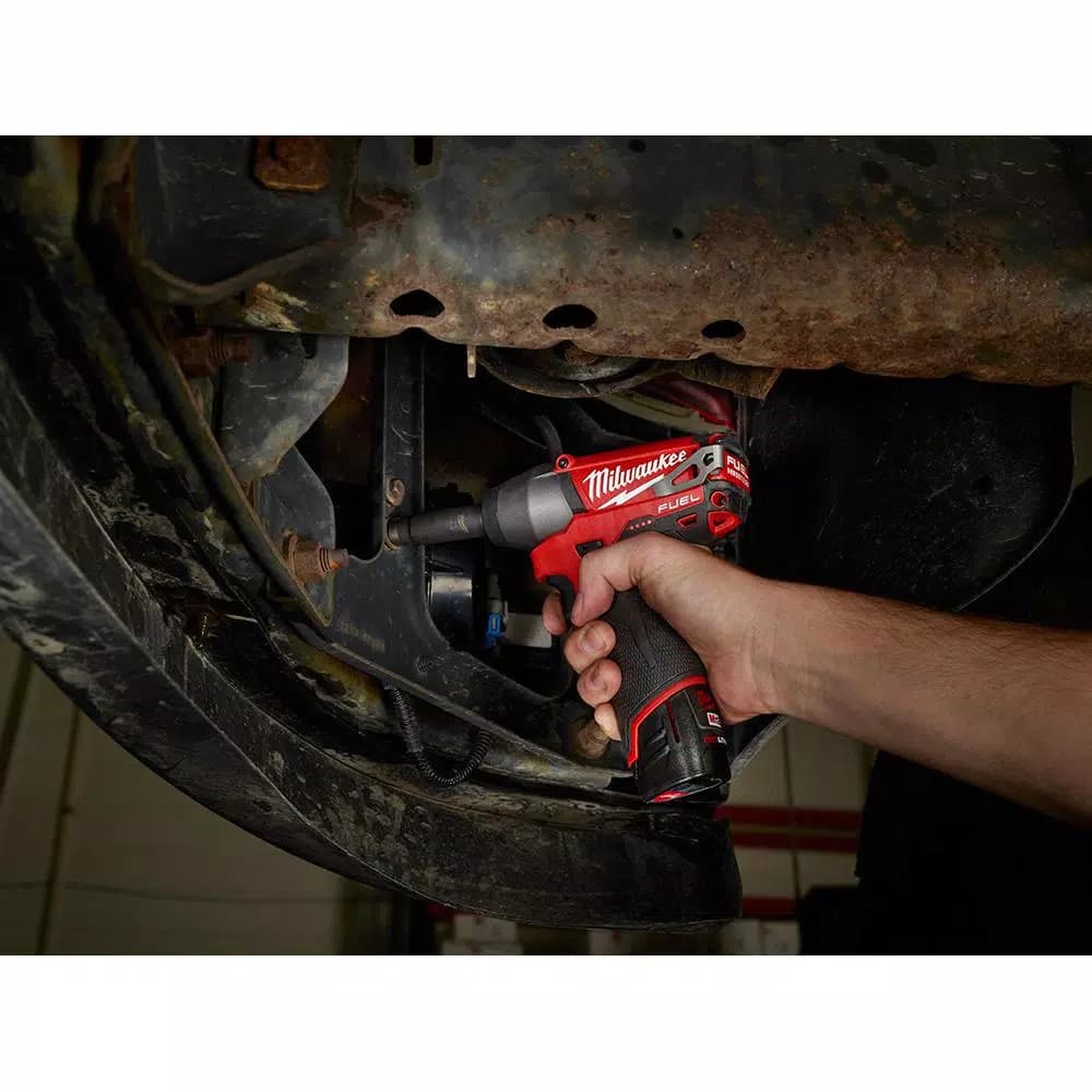 Milwaukee M12 FUEL 3/8 in. Brushless Cordless Impact Wrench Kit with Two 2.0 Ah Batteries and Charger