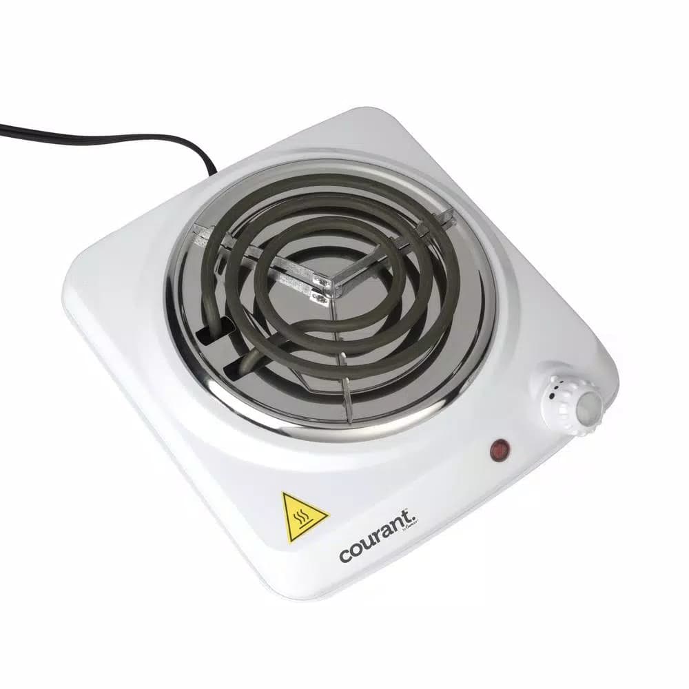 Courant 5 in. Single Burner White Hot Plate with 1000W Temperature Control