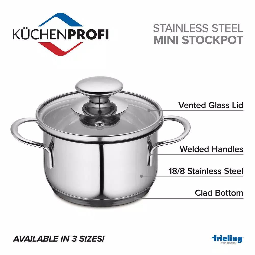 Frieling Küchenprofi 0.7 qt. Stainless Steel Stock Pot with Vented Glass Lid