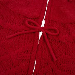 Glitzhome 52 in. Red Knitted Chenille Polyester Christmas Tree Skirt thumbnail 3