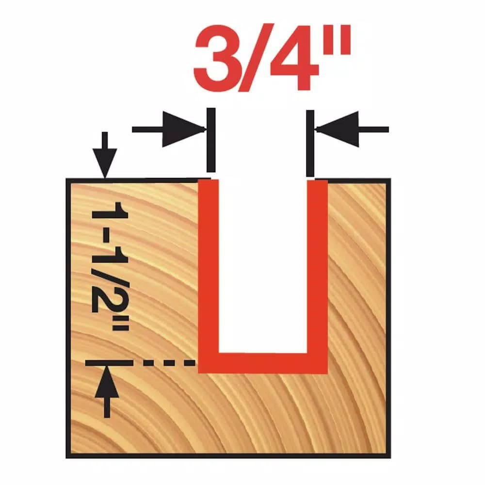 Diablo 3/4 in. x 1-1/2 in. Carbide Straight Router Bit, 1/2 in. Shank