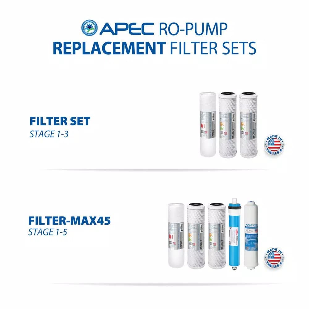 APEC Water Systems APEC Ultimate Electric Pumped Reverse Osmosis Water Filtration System, 50 GPD, Low Pressure 0-30 PSI, 5-Stage
